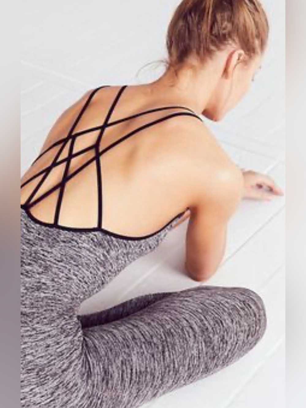 Free People Movement Seamless Strappy Back Jumpsuit Gray Space Dye M/L